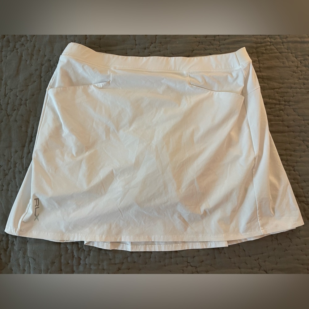 RLX Ralph Lauren Womens Golf Tennis Skort Size Large White Back Pleats Pockets